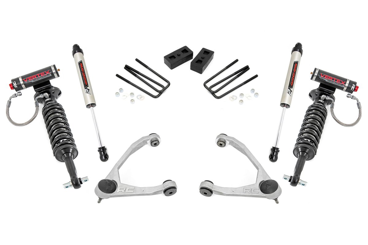 GMC Sierra 1500 Suspension Lift Kit - Rough Country - 3.5 Inch Lift | Forged UCA | Cast Steel | Vertex/V2 - '07-'13